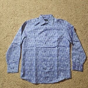 Jhane Barnes Shirt Mens Medium Psychedelic Geometric Abstract Silk Blend